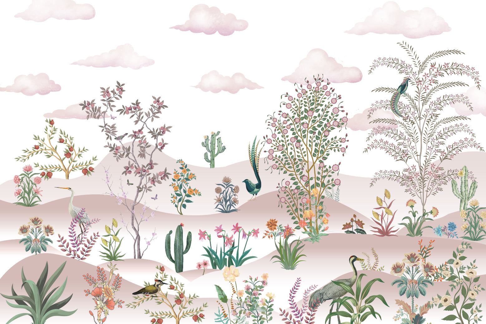 Vintage Desert Botanical Wallpaper Mural