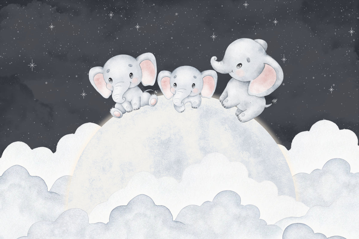 Dreamy Baby Elephant Wallpaper in your room — zoomed