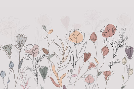 Abstract Botanical Sketch Wall Mural