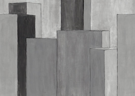 Monochrome Geometric Urban Artwork Mural