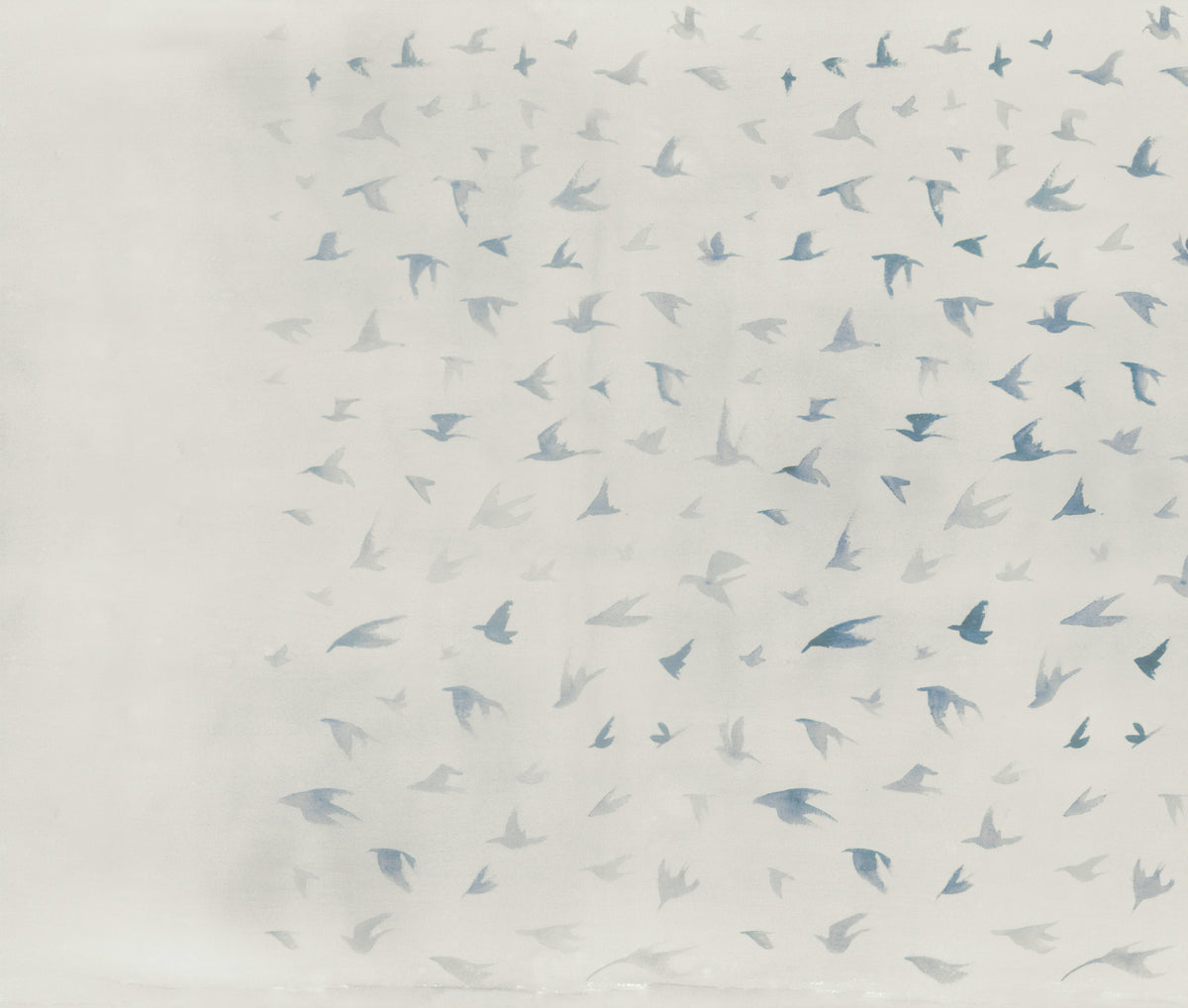 Minimalist Watercolor Flying Birds Wallpaper in your room — zoomed