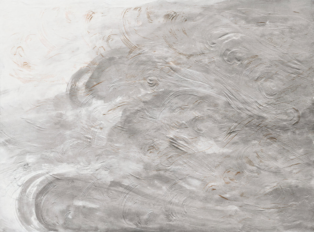 Elegant Gray Textured Swirl Wallpaper in your room — zoomed