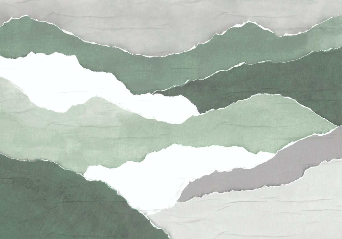 Green Abstract Torn Paper Wallpaper