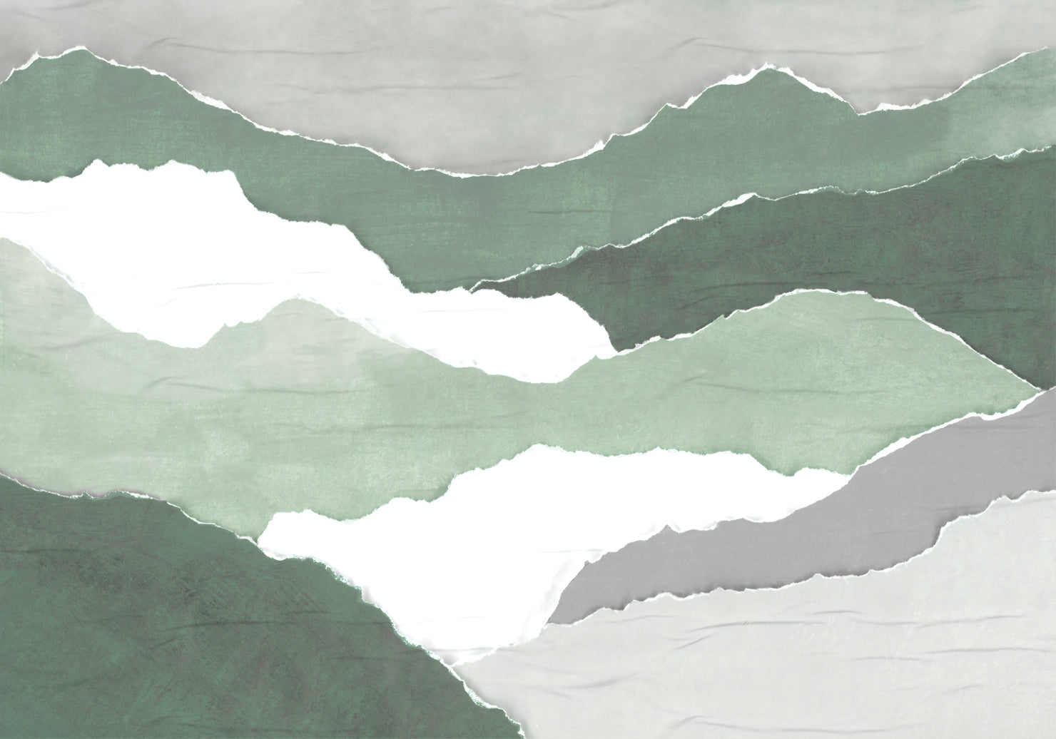 Green Abstract Torn Paper Wallpaper in your room — zoomed