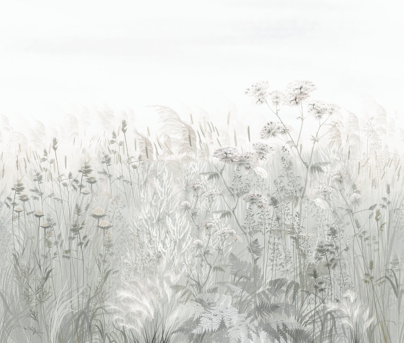 Neutral Wildflower Meadow Wall Mural