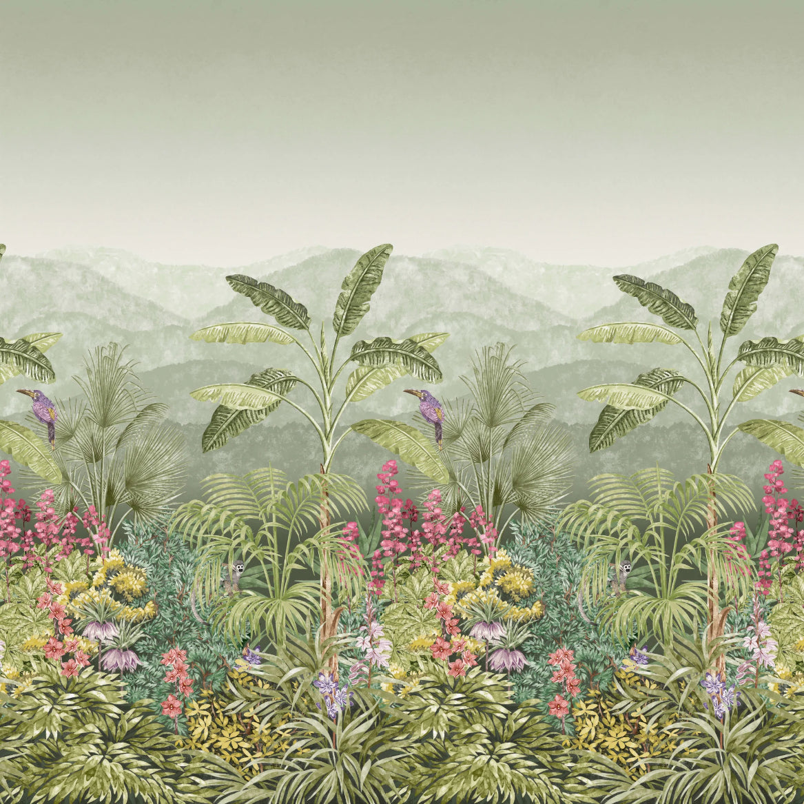 Tropical Jungle Botanical Wall Mural in your room