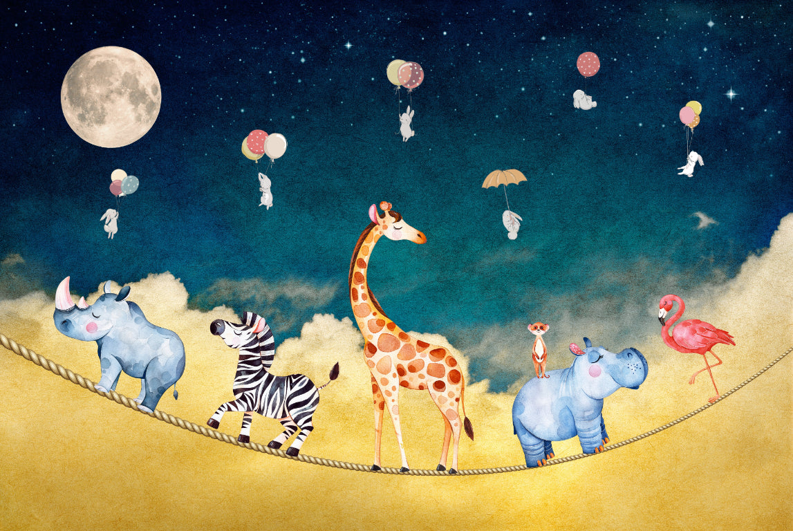 Whimsical Safari Animal Wallpaper