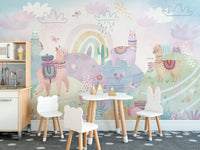 Cheerful wildlife wall mural for toddlers
