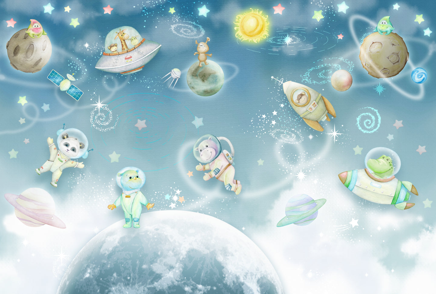Animal Astronaut Wallpaper Mural