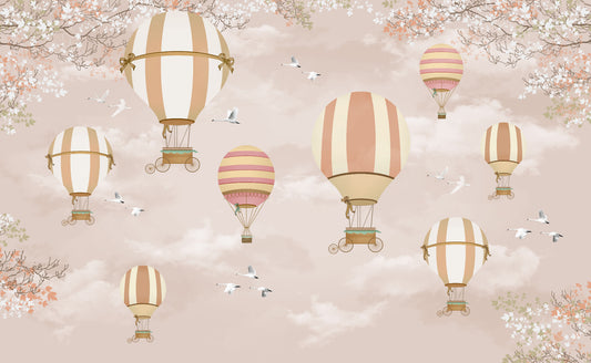 Whimsical Hot Air Balloon Wall Mural