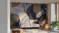 Textured botanical abstract wallpaper for modern spaces
