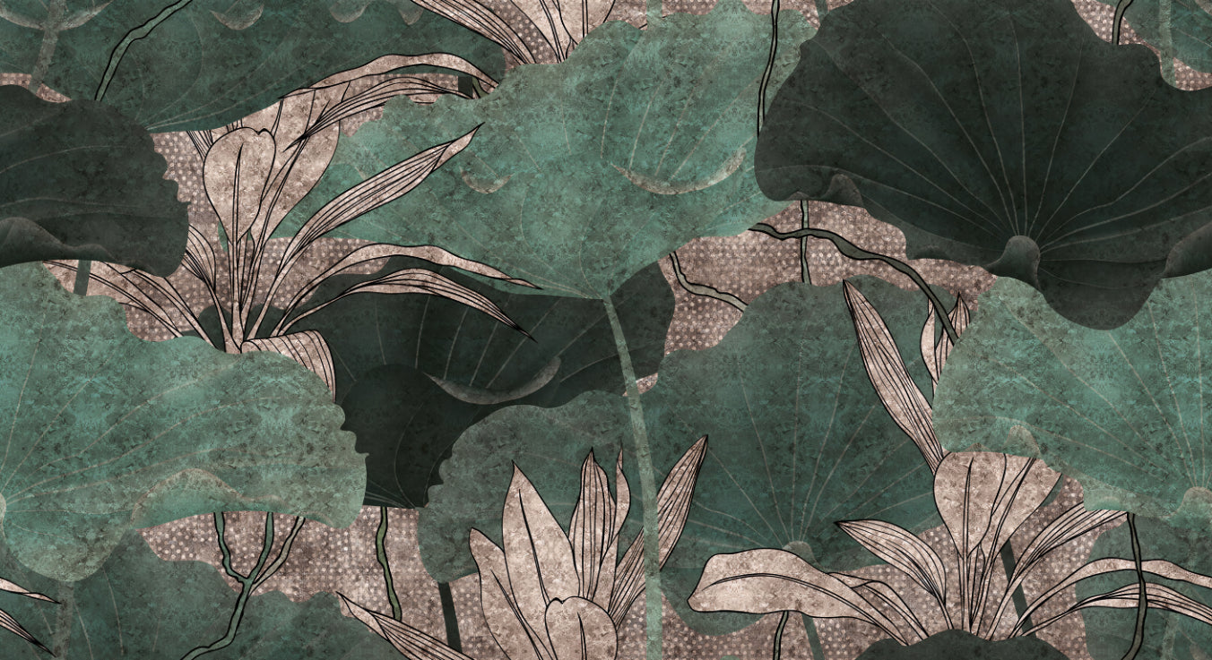 Botanical Green Leaf Wall Mural