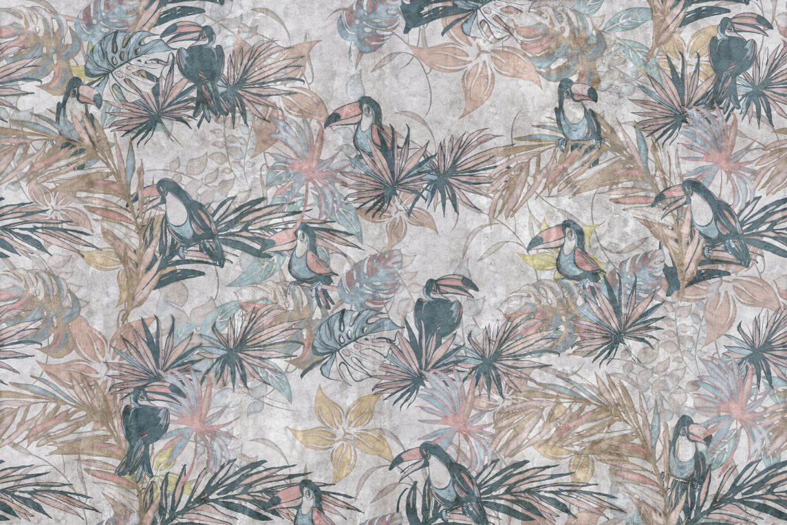 Vintage Tropical Toucan Wall Mural in your room