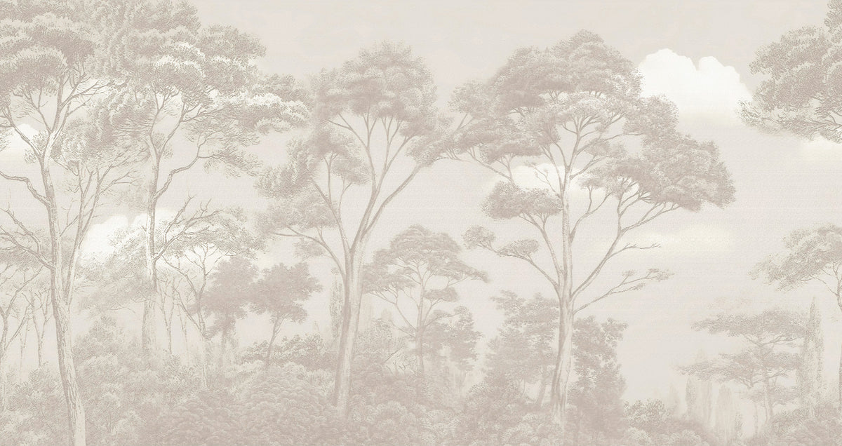Elegant Monochrome Forest Wall Mural in your room — zoomed