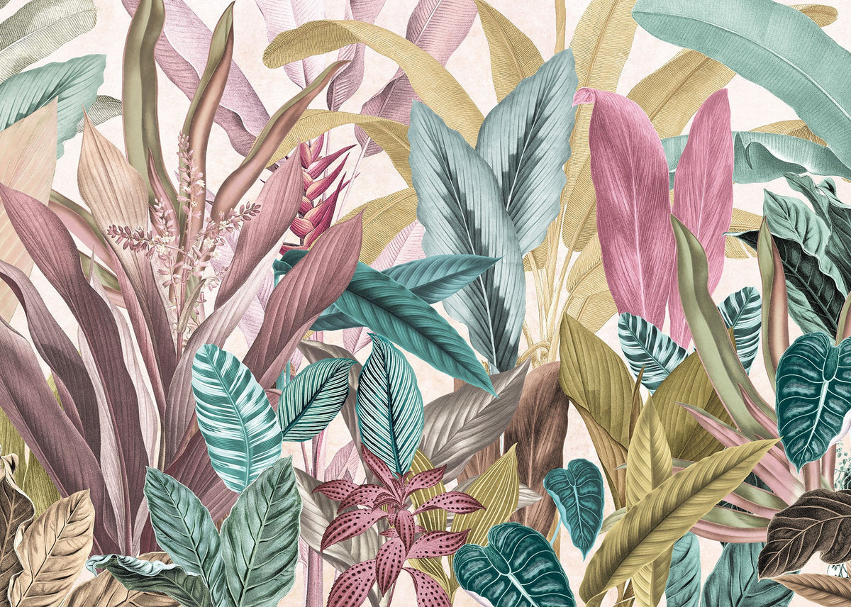 Vibrant Tropical Leaf Wall Mural in your room — zoomed