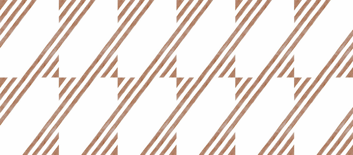Terracotta Geometric Stripe Wallpaper in your room — zoomed