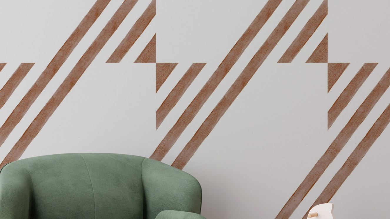 Terracotta geometric diagonal stripe wallpaper
