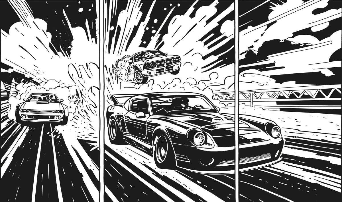 Monochrome Muscle Car Wallpaper in your room