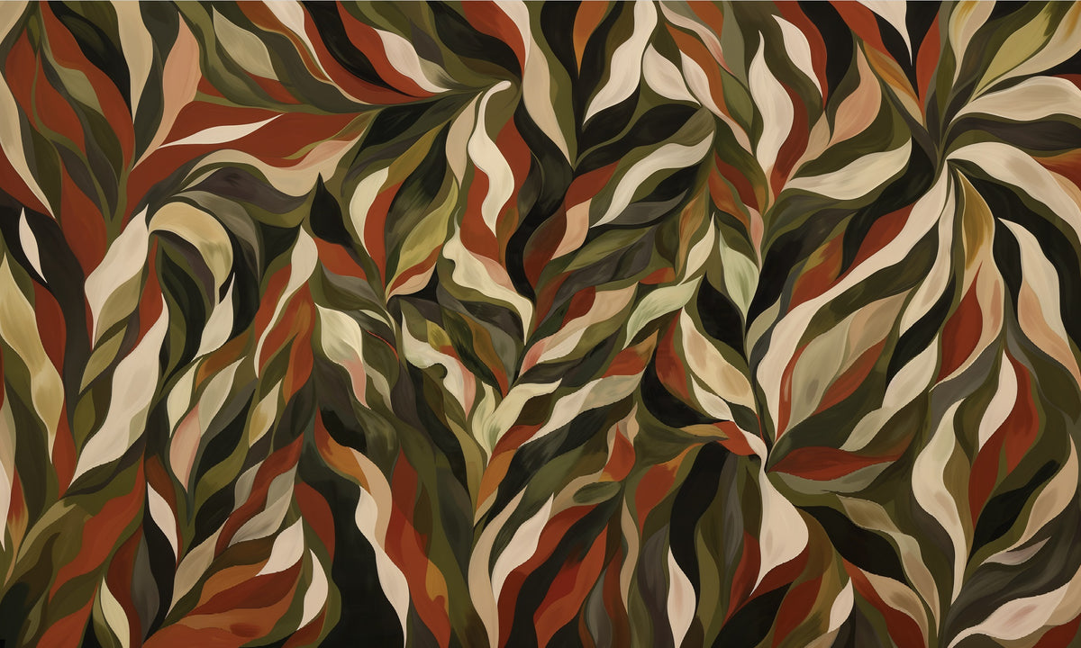 Organic Flow Abstract Leaf Wallpaper in your room