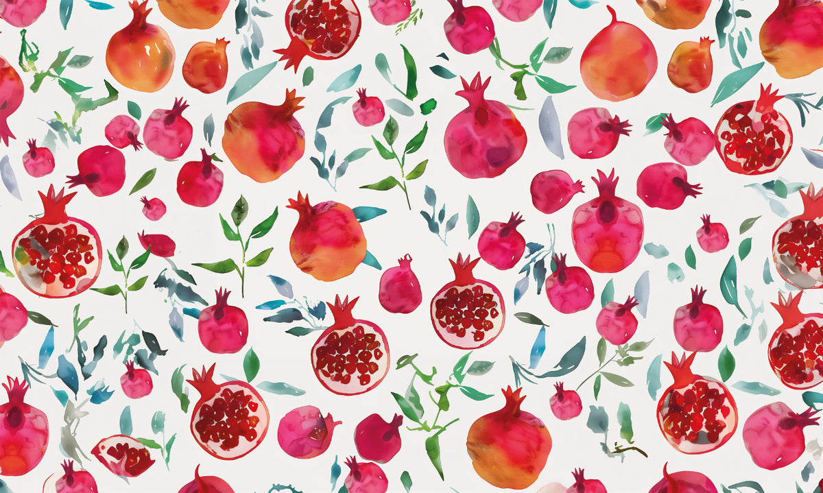 Pomegranate Bliss Watercolor Wallpaper in your room