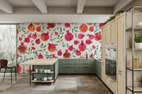 Soft and rich watercolor pomegranate composition
