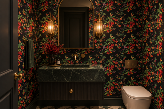 Floral Flight: Dark Elegance Wallpaper⁠