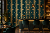 Art Deco Luxury Cyan and Gold Columns Wall Mural