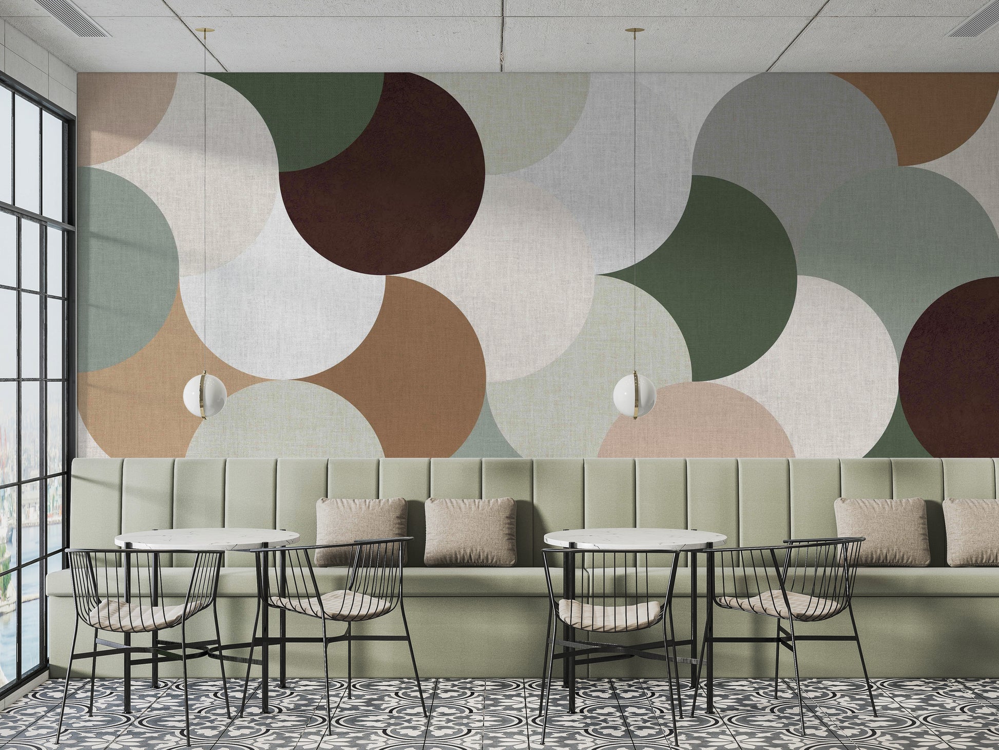 Geometric wallpaper with repeating hexagon pattern

