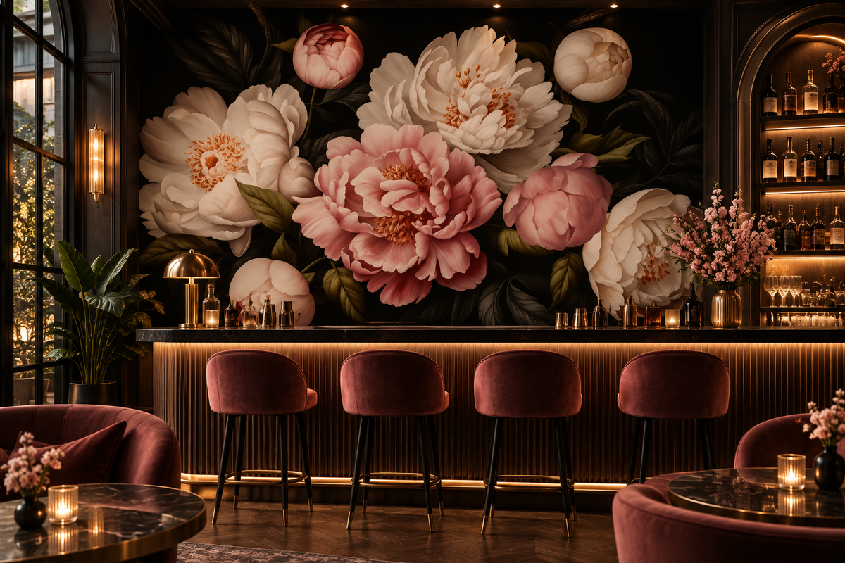Moody Opulent Baroque Night Flowers Garden  Wall Mural