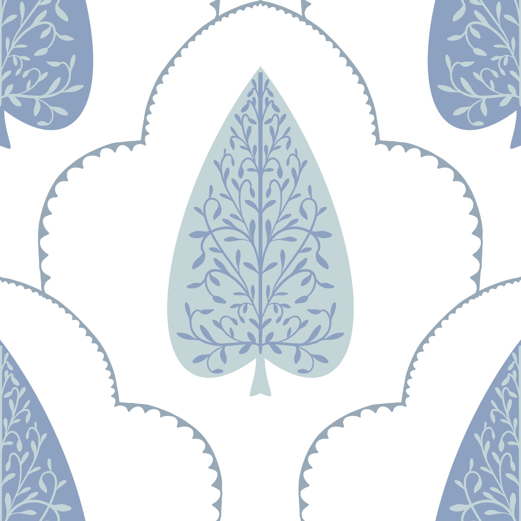Blue Botanic Arbor Wallpaper⁠ in your room — zoomed