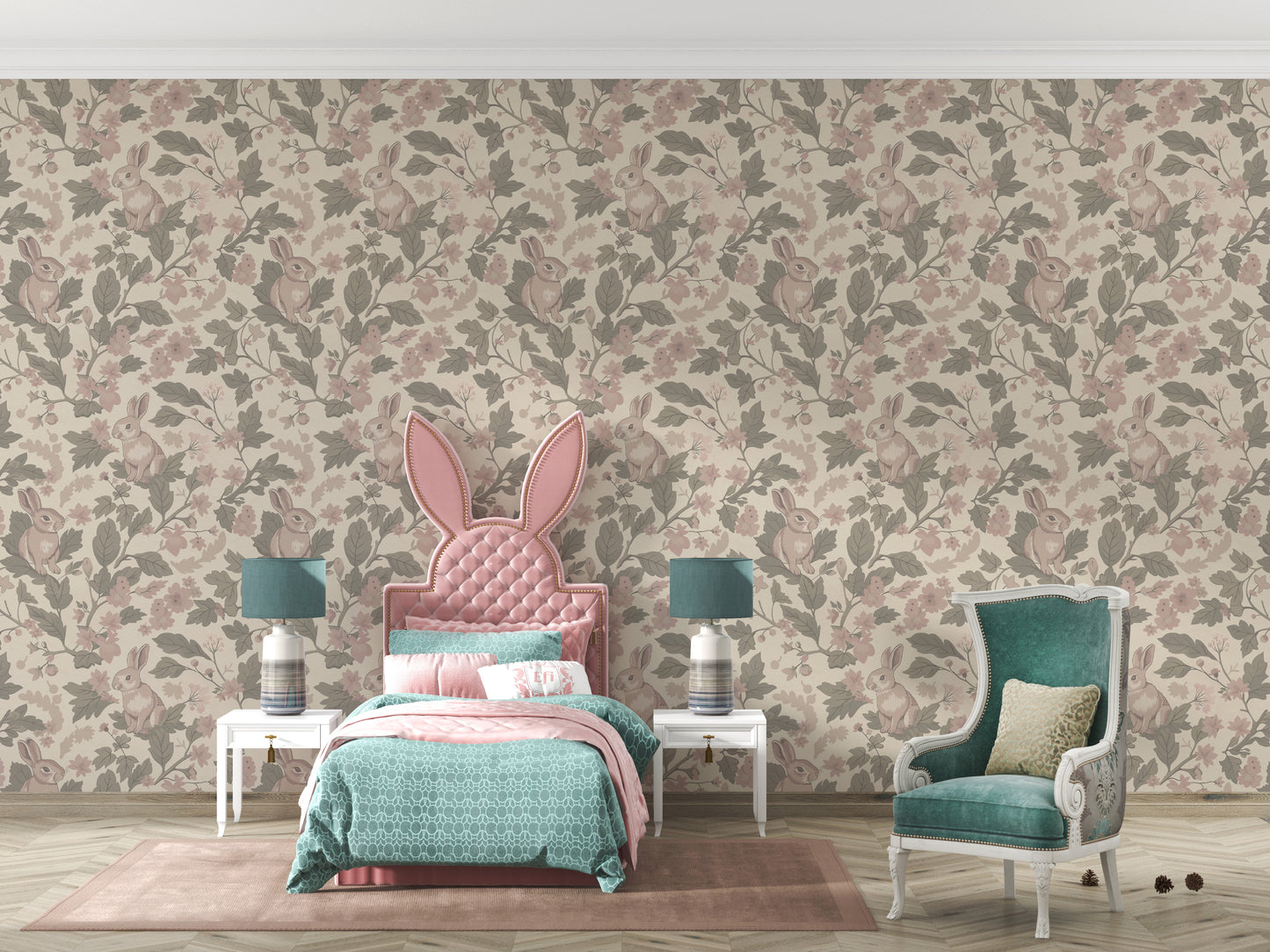 Woodland Garden – Vintage Blush Wallpaper⁠