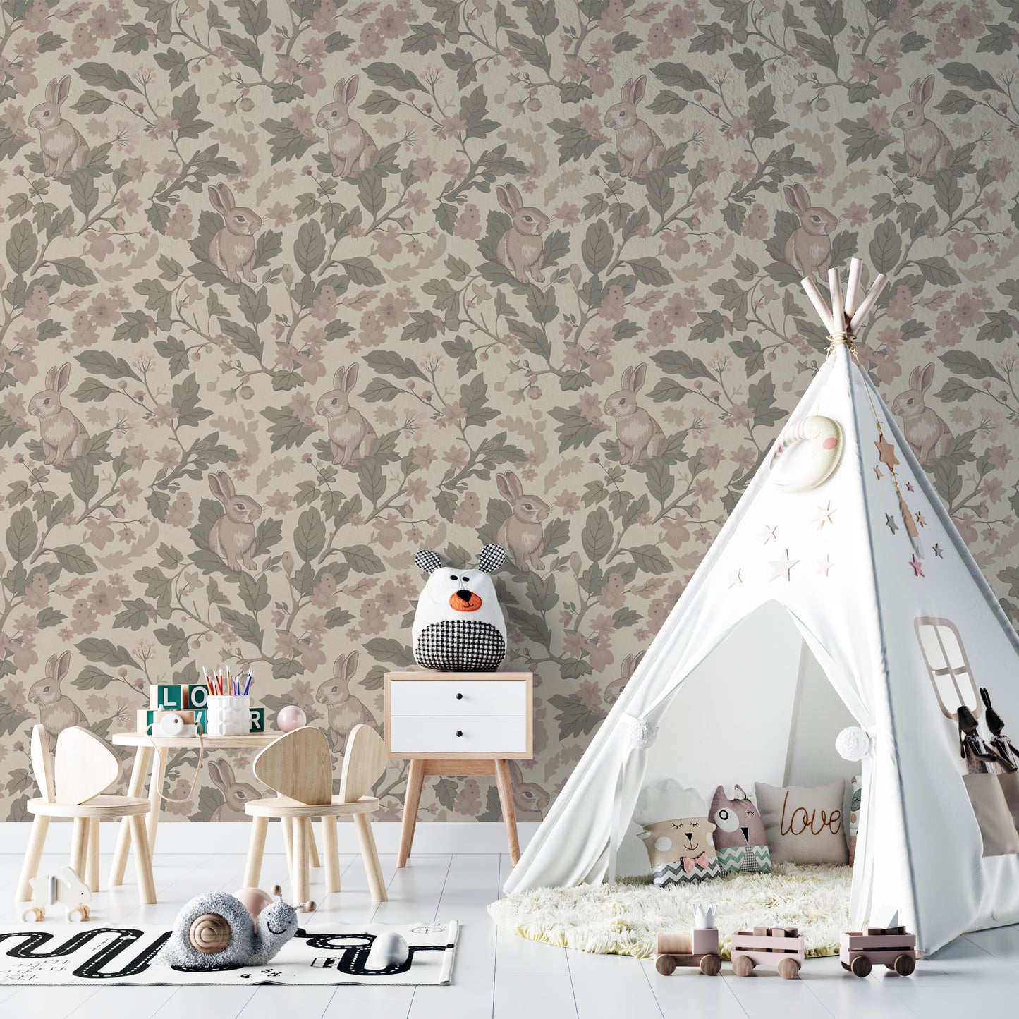 Woodland Garden – Vintage Blush Wallpaper⁠