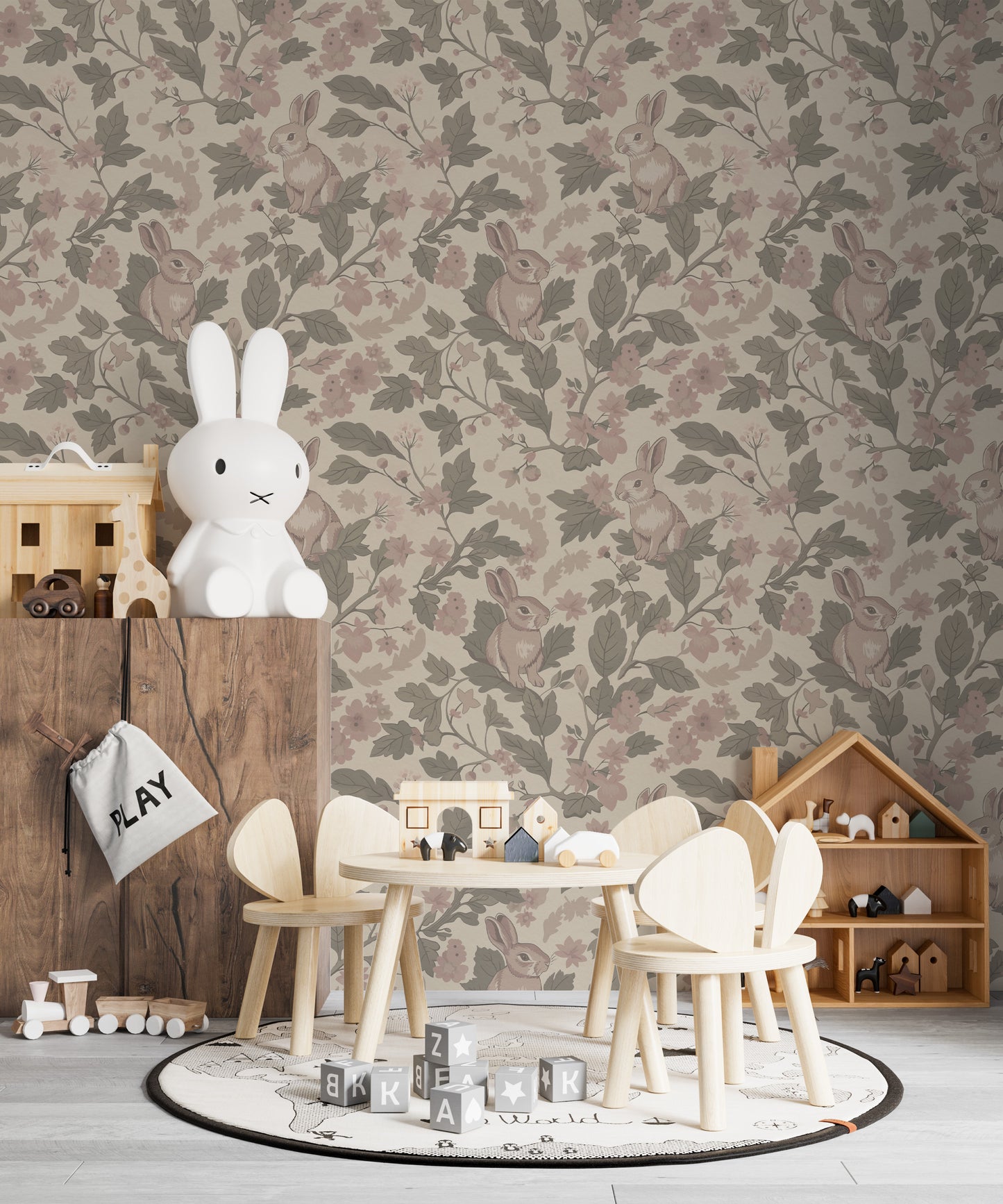 Woodland Garden – Vintage Blush Wallpaper⁠