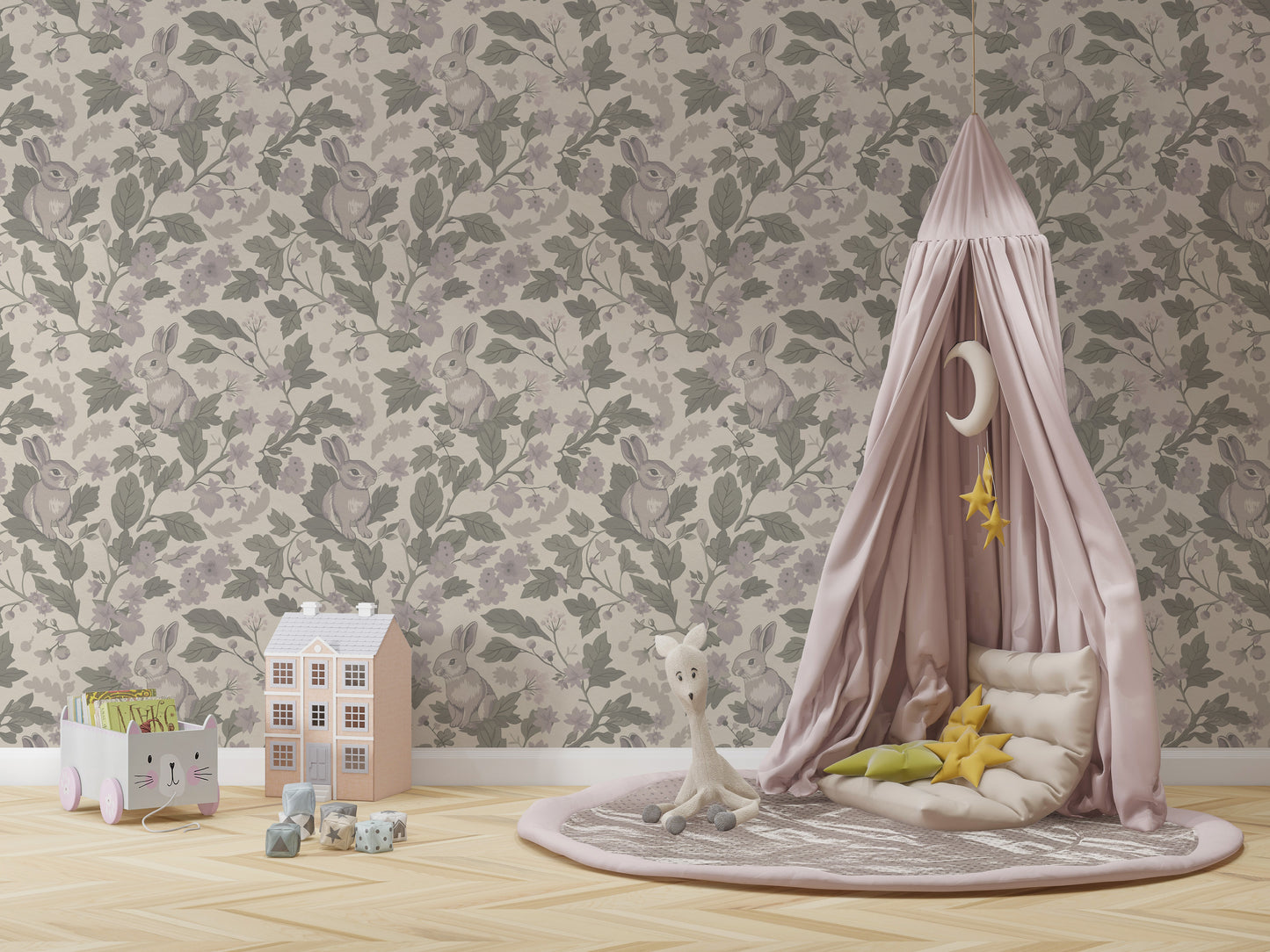 Woodland Garden – Dusty Lavender Wallpaper⁠