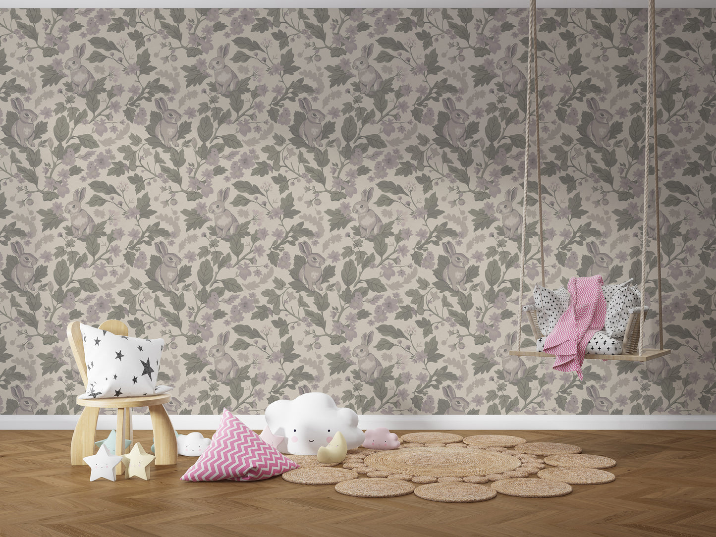 Woodland Garden – Dusty Lavender Wallpaper⁠