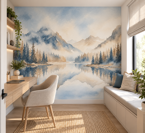 Misty Peaks Wall Mural