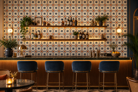 Farmhouse Timeless Backsplash Blue Wallpaper⁠