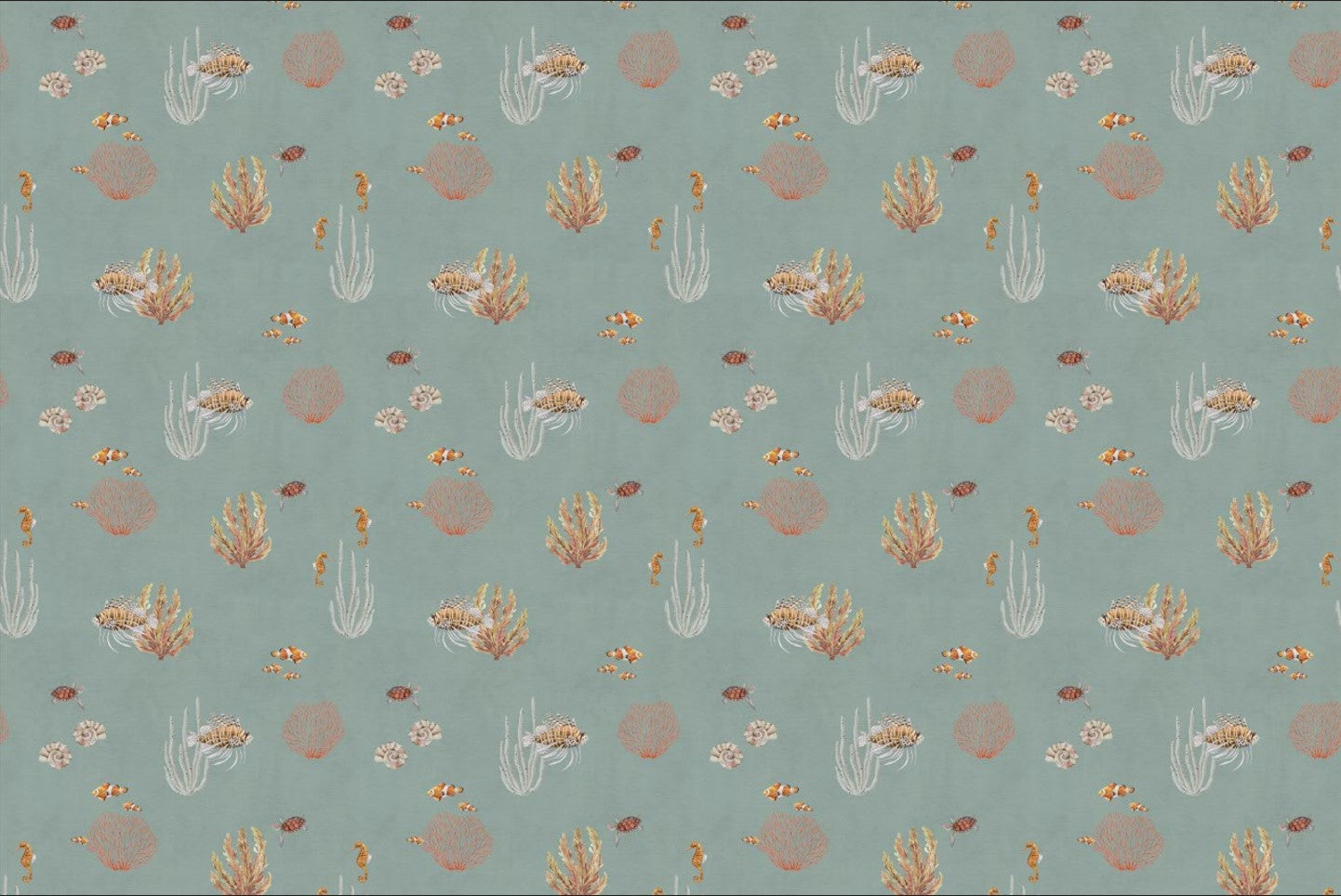 Teal Oceanic Wonders Wall Mural