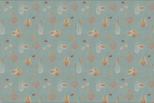 Teal Oceanic Wonders Wall Mural