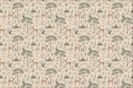 Warm Beige Wildlife Wallpaper