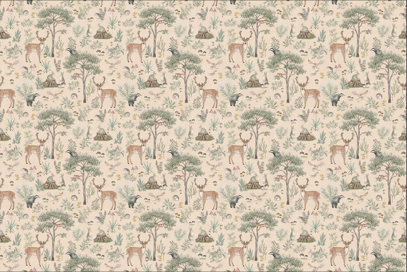 Warm Beige Wildlife Wallpaper
