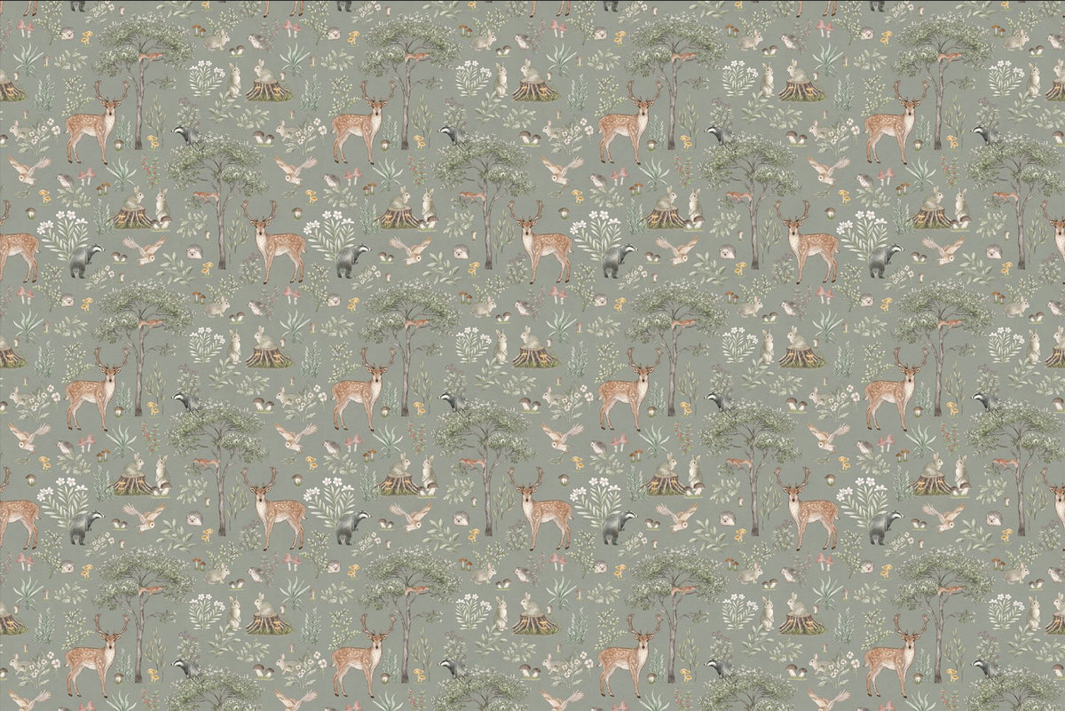 Sage Green Wildlife Wallpaper in your room