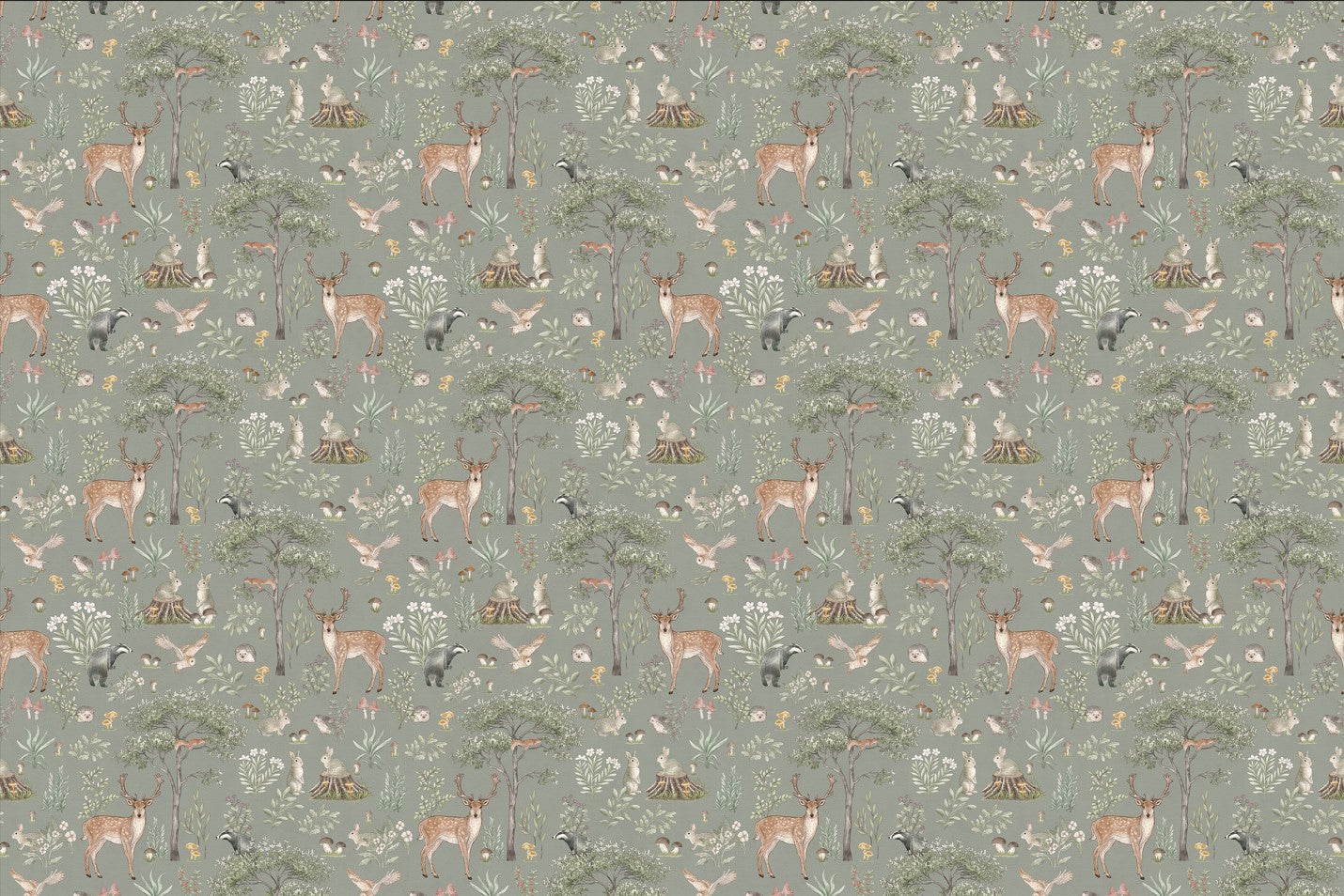 Sage Green Wildlife Wallpaper