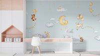 Blue Sweets dreams wallpaper for kids room - Giffywalls