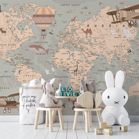 Vintage Aeronautical World Mural - Giffywalls