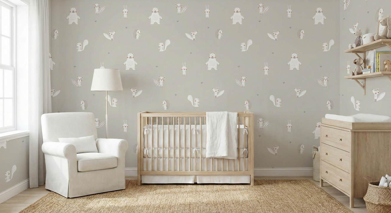 White Color Forest Animals Wallpaper