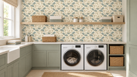 Minimalist Soft Blue Floral Line Art Wallpaper⁠