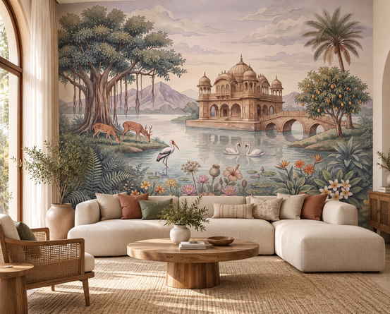 The Enchanted Lake Palace Wall Mural-RJM09