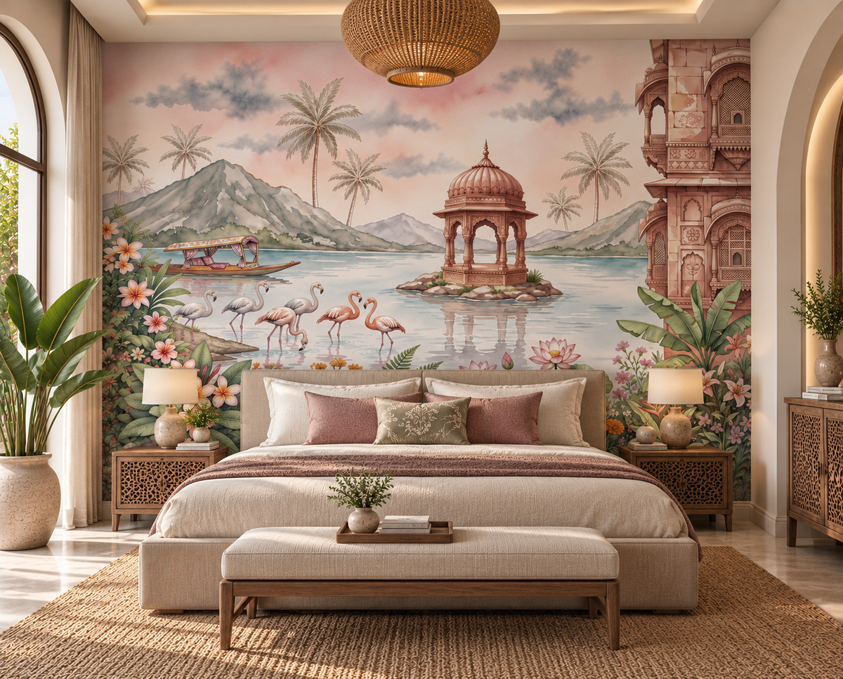The Flamingo Lake Pavilion Wall Mural-RJM15