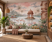 The Flamingo Lake Pavilion Wall Mural-RJM15